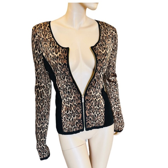 Cach’e Leopard Print Zip Up Sweater Jacket - Picture 9 of 9